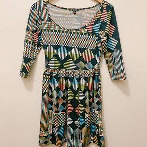 Vintage Geometric Mini Skater Dress